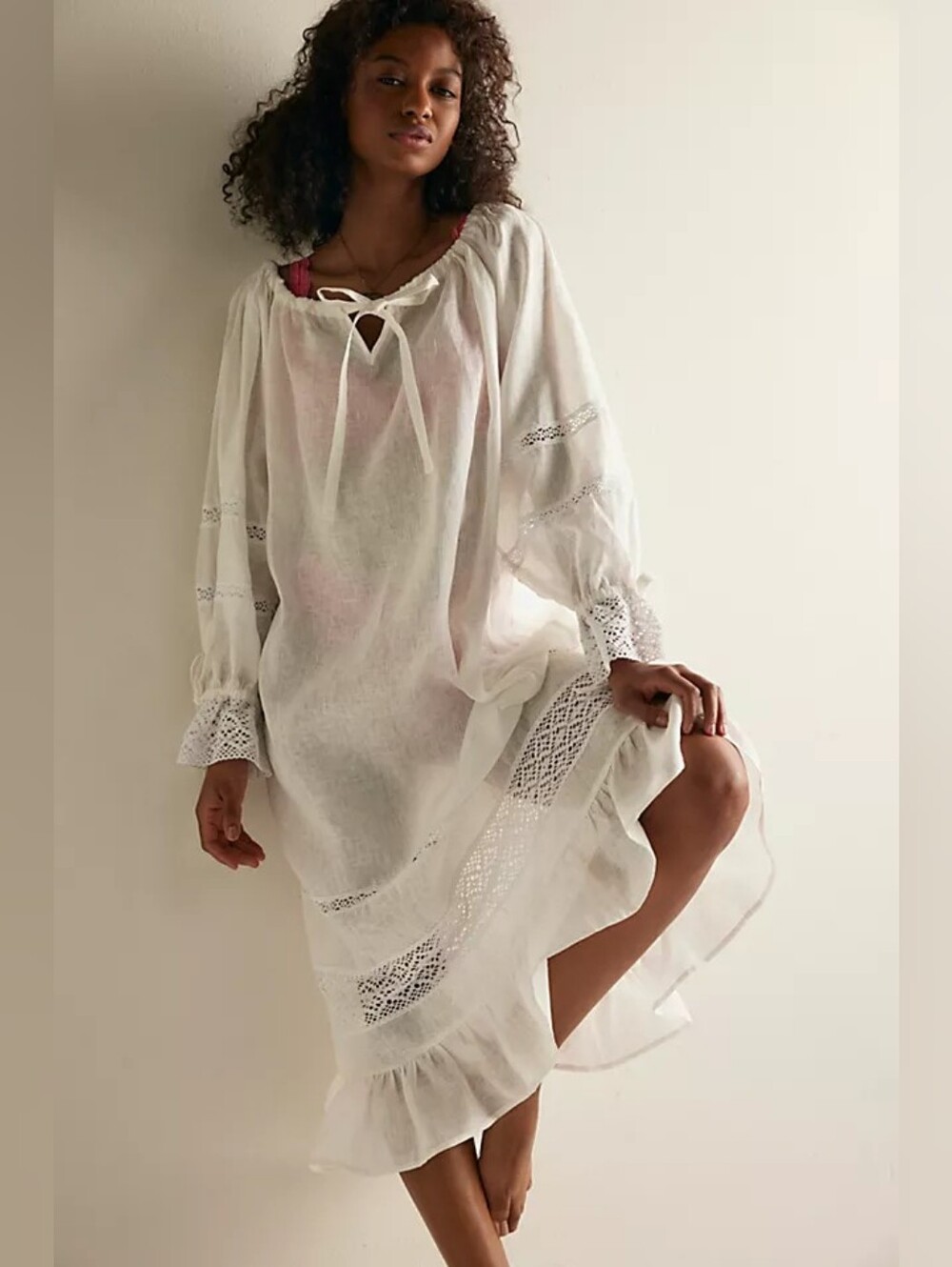 NWT Sleeper Romantica 100% linen white dress xs / s bohemian bridal cottagecore